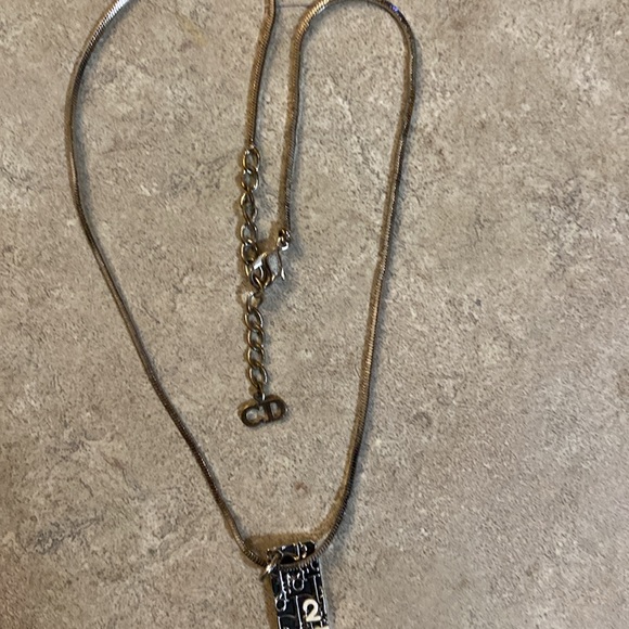 #8 - Christian Dior Trotter Necklace #2 Black Pendant Silver Chain - Picture 2 of 3